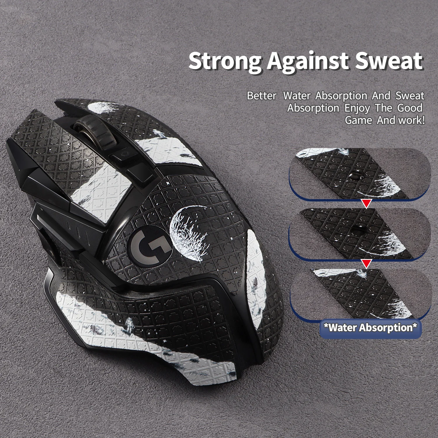 Mouse Grip Tape sticker for Logitech G502 Lightspeed / G502 HERO Mouse Anti Slip Skin Self-Adhesive,Pre-Cut,Sweat-Resistant