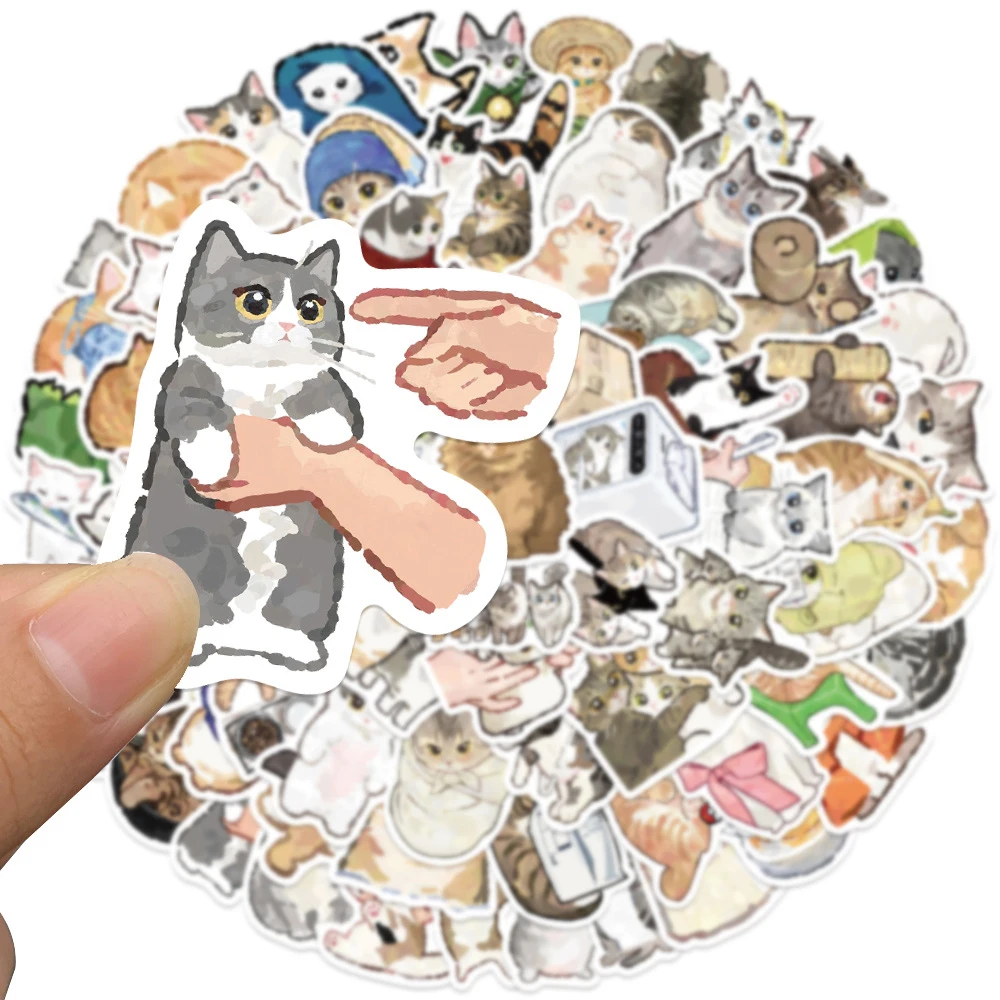 10/30/77pcs Cute Cat Graffiti Stickers DIY Stationery Phone Case Laptop Fridge Guitar Waterproof Kawaii Animal Decoration Decals