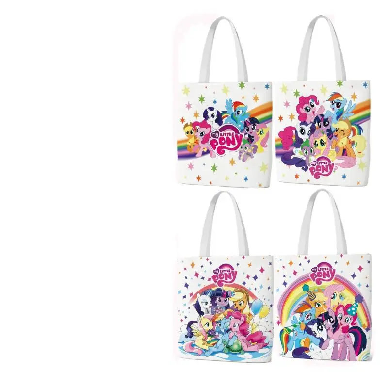 My Little Pony Canvas Bag Anime Cute Pattern Printed Women Large Capacity Eco Friendly Shopping Bag Student Leisure Shoulder Bag