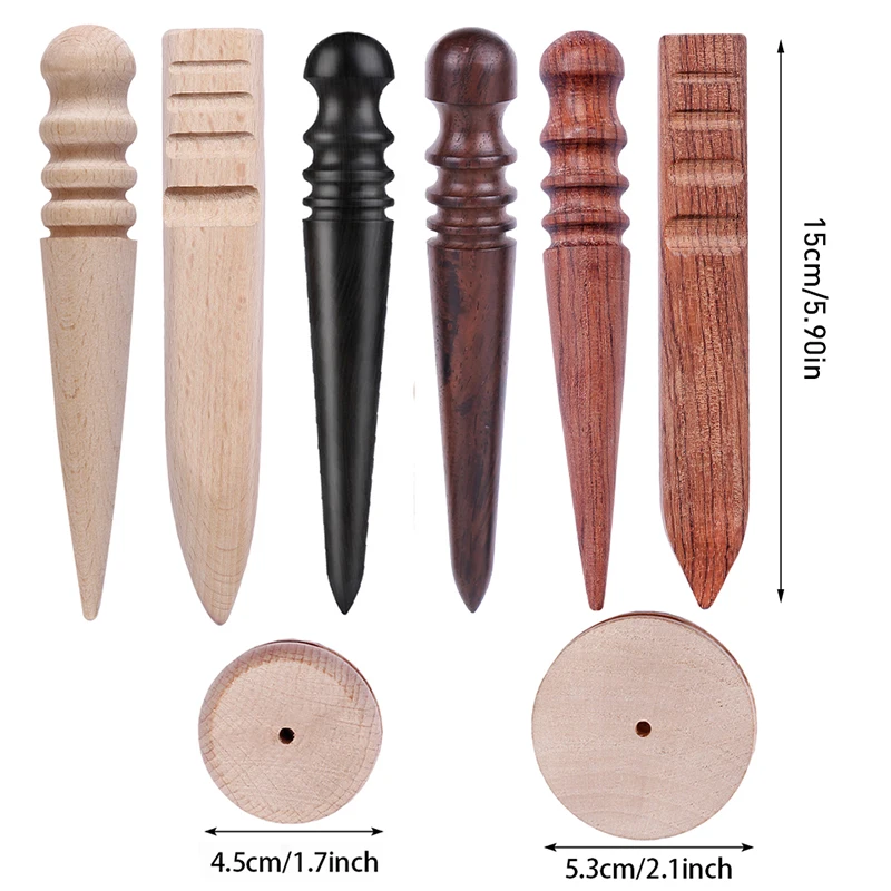 KRABALL Wooden Round Burnishing Edge Leather Edge Slicking Round Grinding Rod for Polished Edge Leather Craft Working Tool