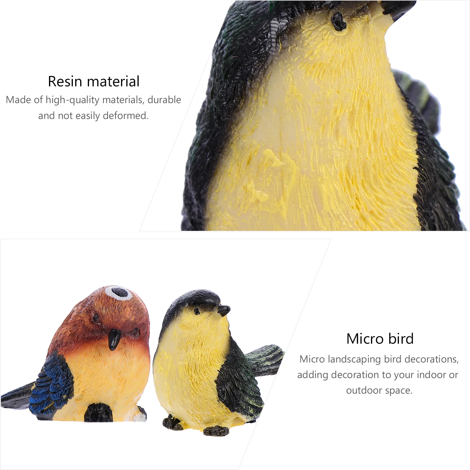 

2 Pcs Bird Miniature naments Resin Craft Decorations for Bedroom Living Room Car Party Bright Colors High Quality Durable Small