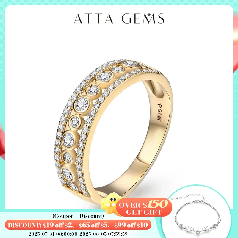 

ATTAGEMS Luxurly Moissanite Rings for Women Solid 10K 14K 18K Au585 Jewelry Yellow Gold for Women Anniversary Wedding Engagement
