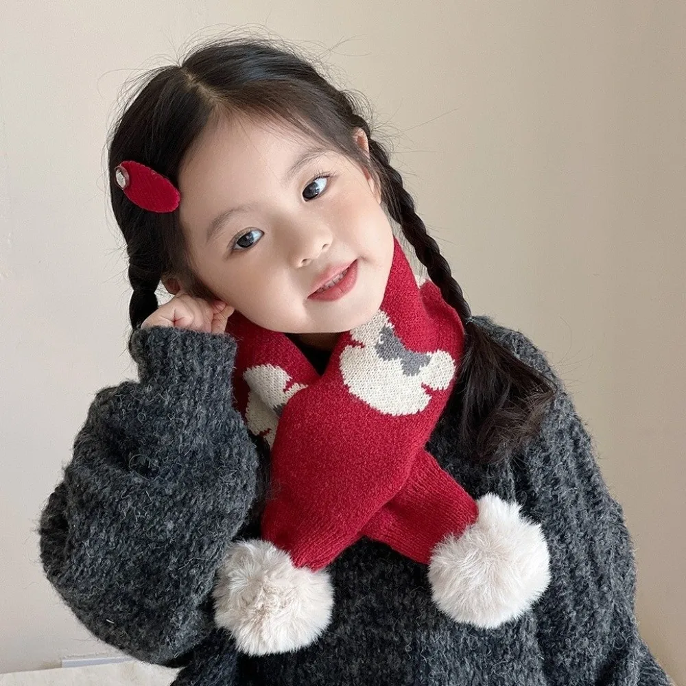 

Модный ветрозащитный вязаный шарф, морозостойкий помпон с помпоном, сохраняет тепло, одеяло, утеплитель для шеи для детей