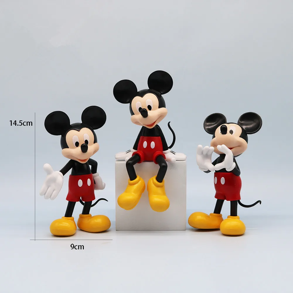 

[Funny] 3pcs/lot Cartoon Anime Disney cute Mickey Mouse Action figure statue collection model home decoration toys kids gift