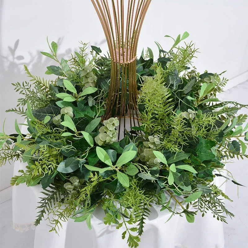 70/60/50/40/30cm Luxuriöser, individuell gestalteter blauer künstlicher Blumenball, Hochzeitstisch-Mittelstück, weißer Blumenkranz, Party-Event-Dekoration – Detail 9