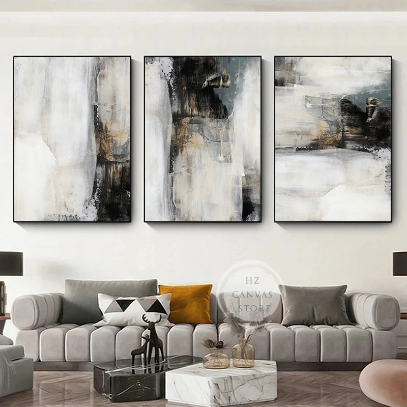 Neutrale abstrakte Wand kunst Poster Gold schwarz grau druckt moderne Leinwand Malerei Wandbild für Wohnzimmer Home Dekoration Geschenk