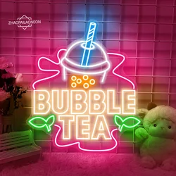 Bubble Tea Neon Sign Led Light Boba Tea Shop Room Decoration Bar Cafe Restaurant Decor Neon Light Wall Art Decoration Led Lamp