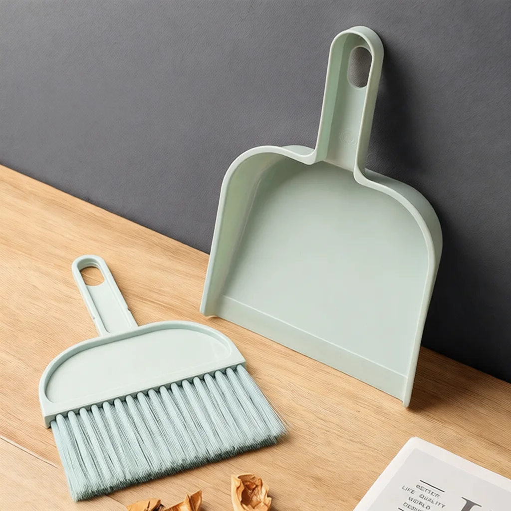 Soft Bristle Mini Broom Dustpan Set Desktop Sweeper Cleaning Tool For Delicate Surface Keyboard Table Bedside Dust Remover