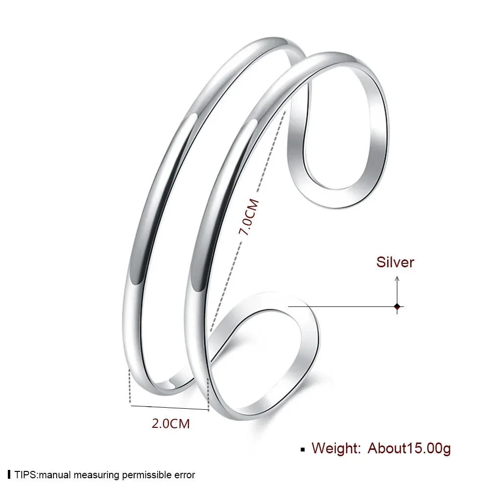 Street all-match jewelry 925 Sterling Silver Double line bangle For Women adjustable Bracelet fashion party wedding accessories