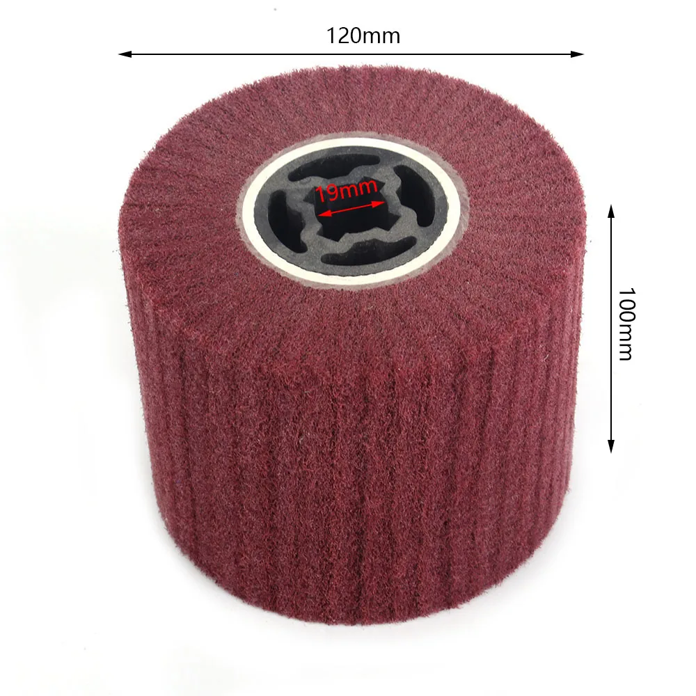 120*100*19mm 1 pz Nylon Non tessuto abrasivo Flap Wheel Brush trafilatura lucidatura lucidatura tamburo ruota per acciaio inossidabile