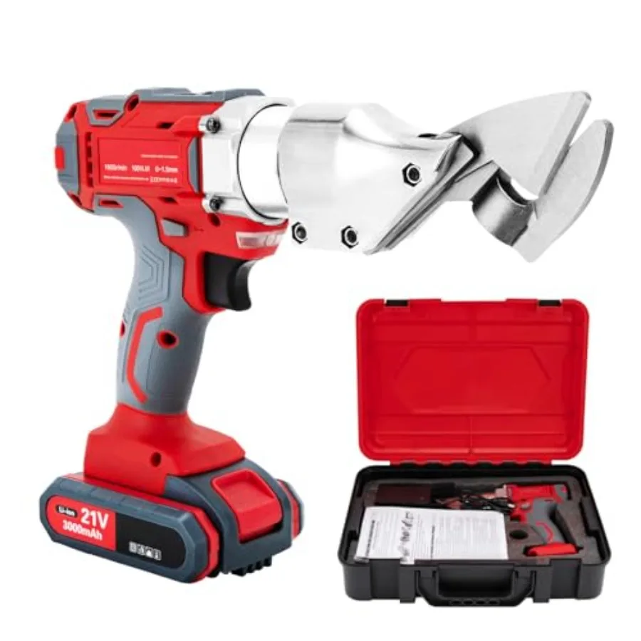 

Metal Shear, 21V Industrial Electric Scissors with 2 Speed Adjust, Cordless Heavy Duty Cutting Metal Sheet Iron Tool with LED L