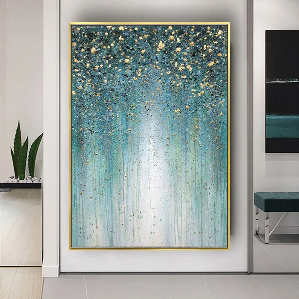 100% Handmade Modern Abstract Gold Flower Oil Painting On Canvas Large Nature View Wall Art Pictures For Living Room Home Decor