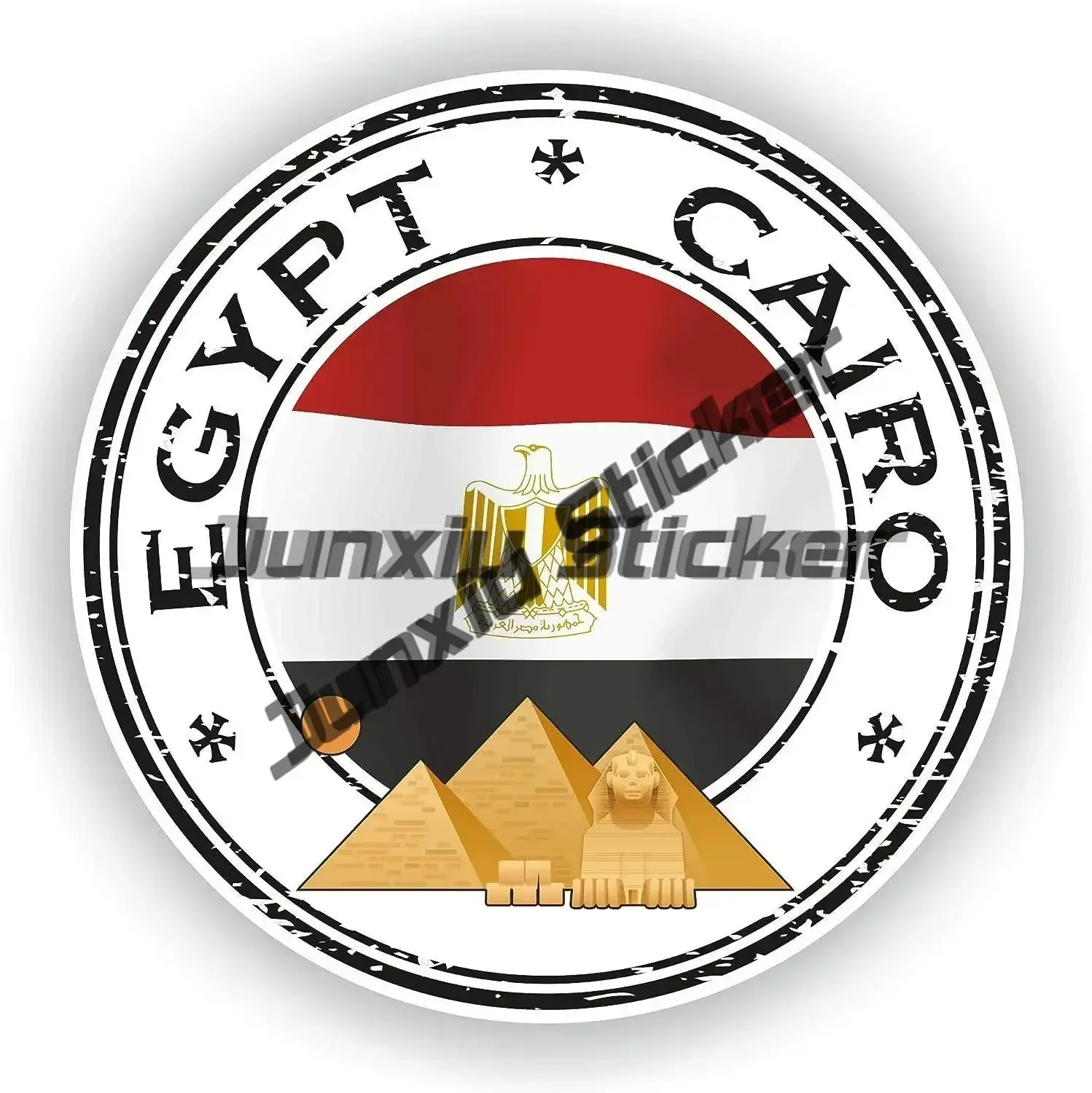 Egyptian Coat of Arms Sticker Egypt In English and Arabic on Egyptian Decals Cairo Egypt Decal UV Protected Egypt Flag MIRS EG