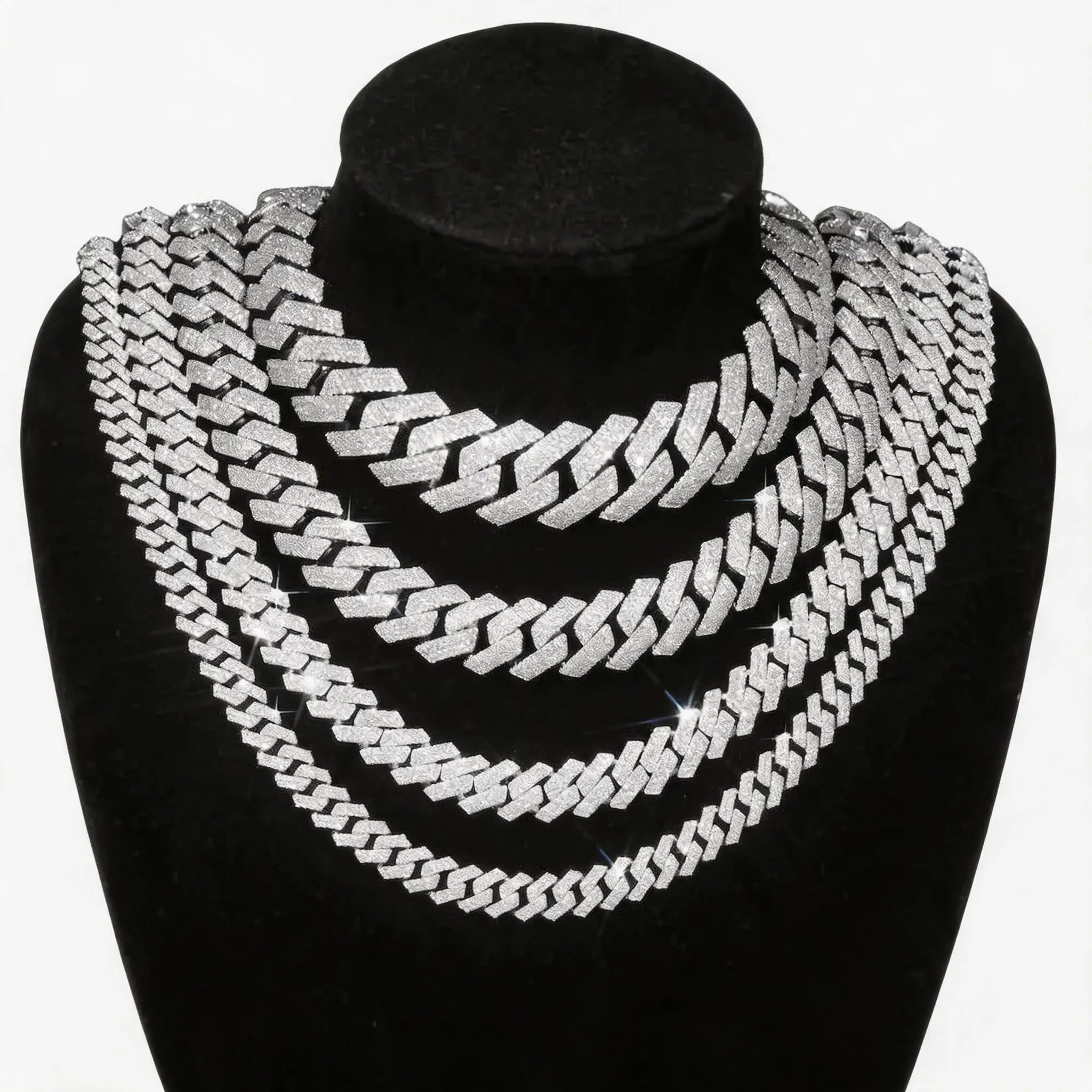 

Men's Iced Out Cuban Link Chain Necklace 8-25mm CZ Diamond Prong Hip Hop Jewelry