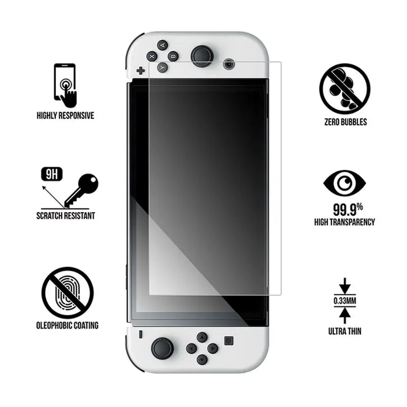 HD Screen Protector Case For Nintendo Switch Oled Game Console NS Lite Full Cover Tempered Glass Protective Film Accessories