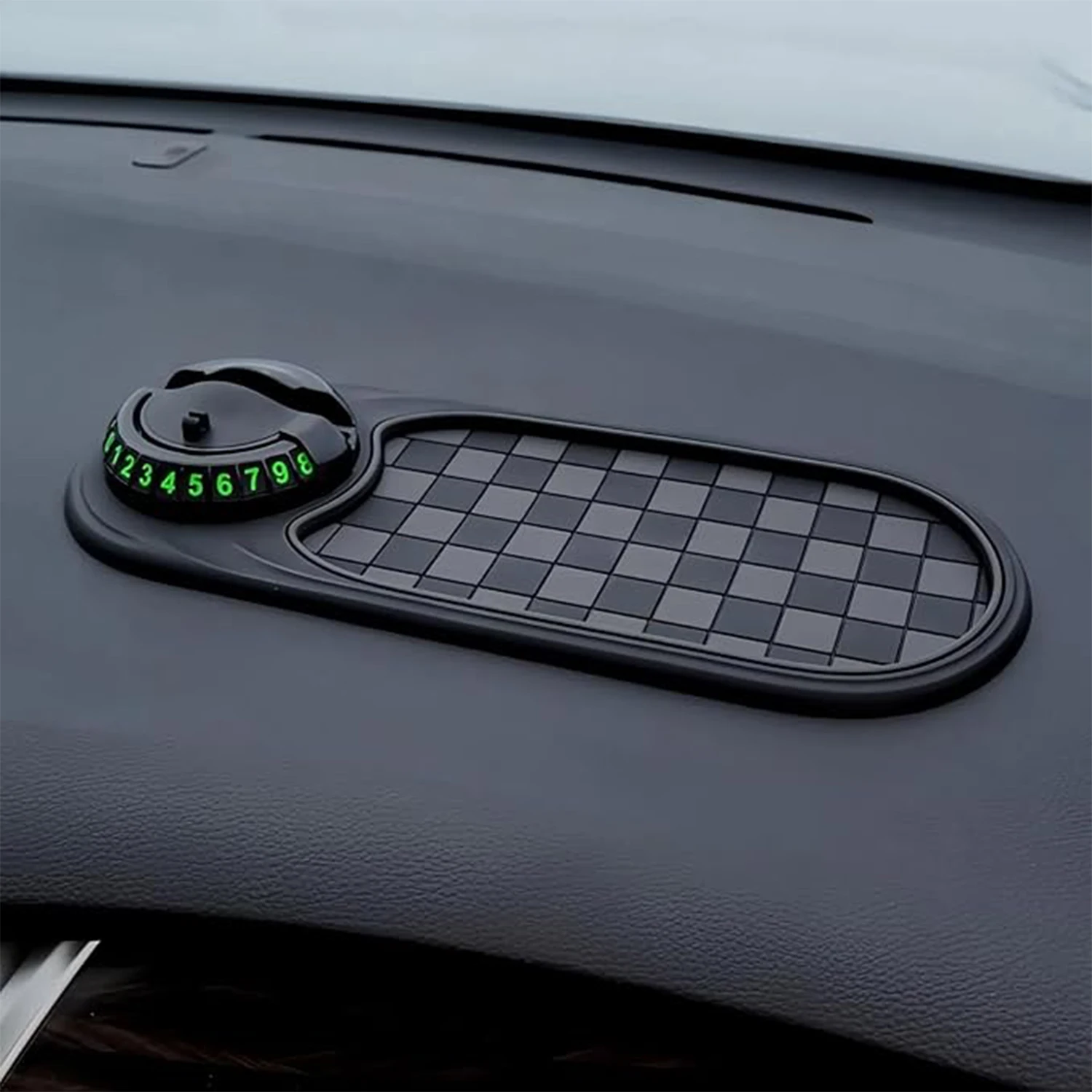 Luminous Car Parking Number Plate Anti-Slip Mat, Multifunctional Dashboard Phone Holder Pad for Vehicle Interior