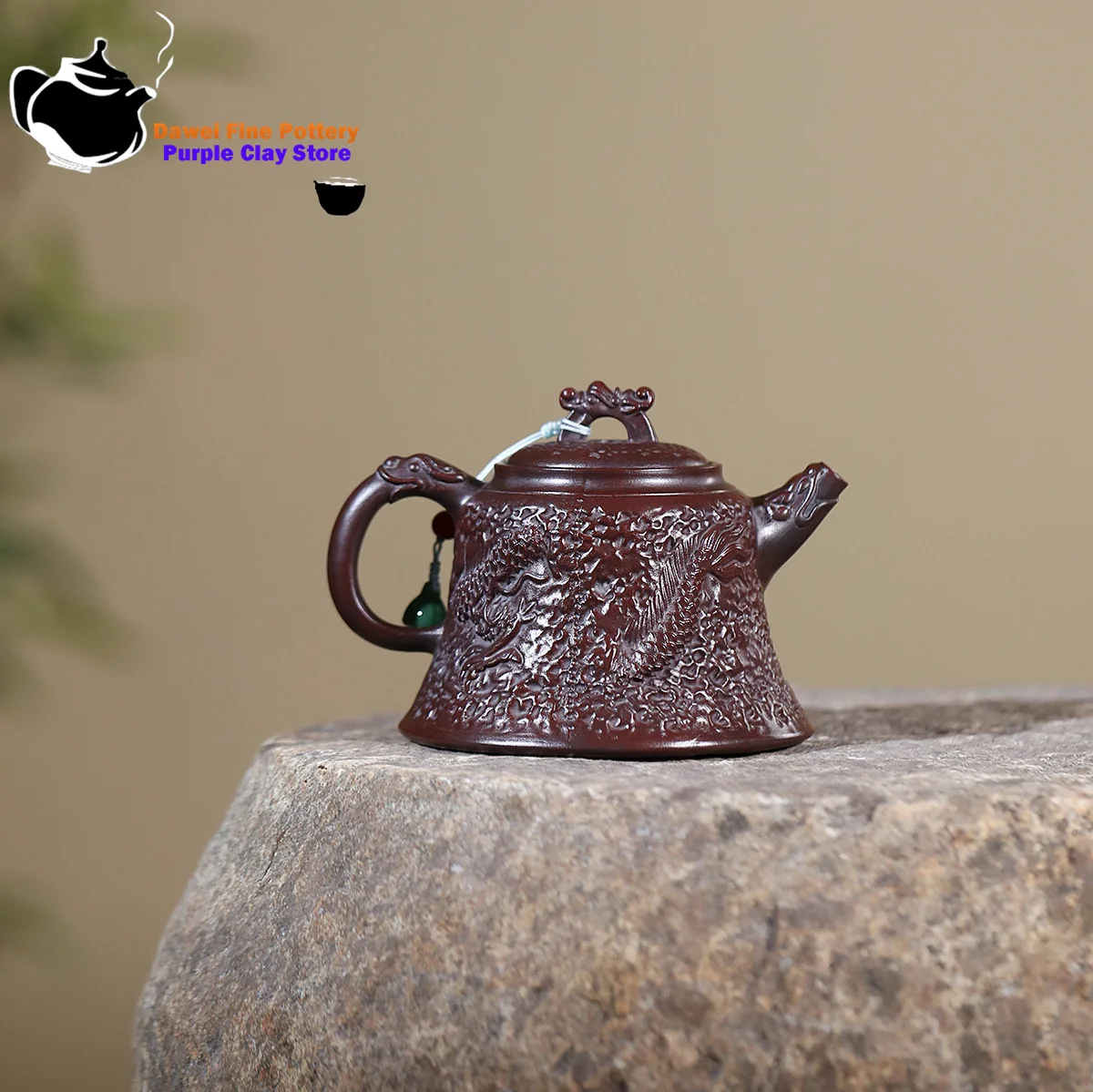 Yixing, purple clay teapot, antique copper clay, hammer patterned dragon bell, kung fu tea set, Chinese teapot