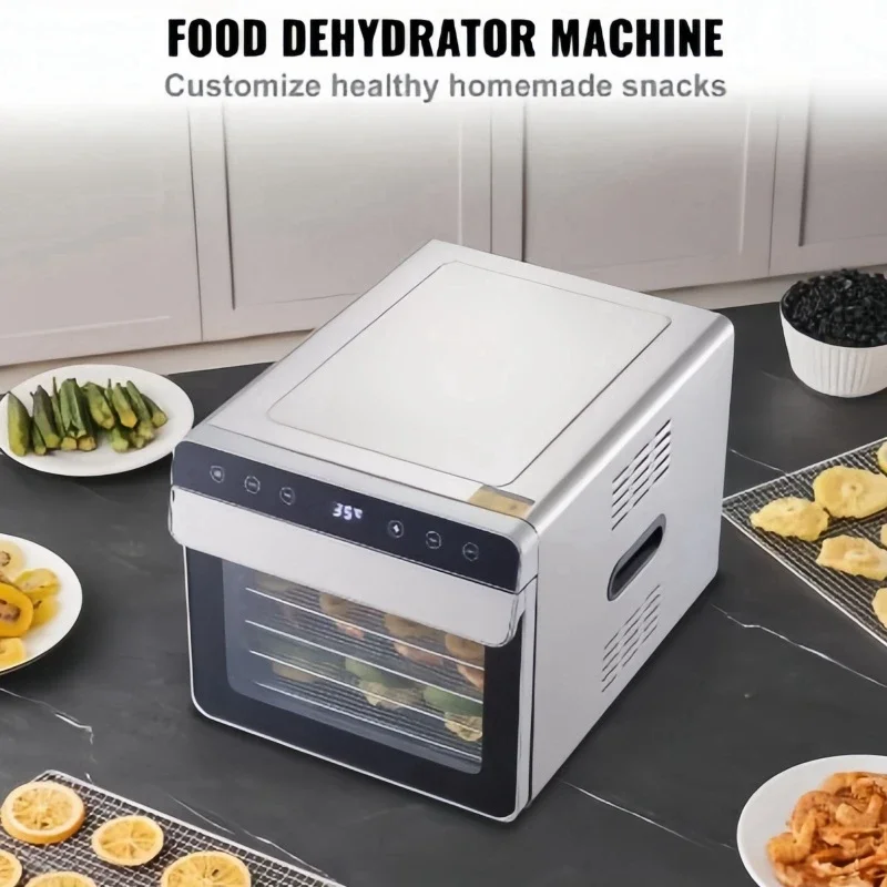 220V Dehydrator Food 6 Tabletts Food Dehydrator Maschine 700W Edelstahl Elektro-Food-Trockner mit digital einstellbarem Timer