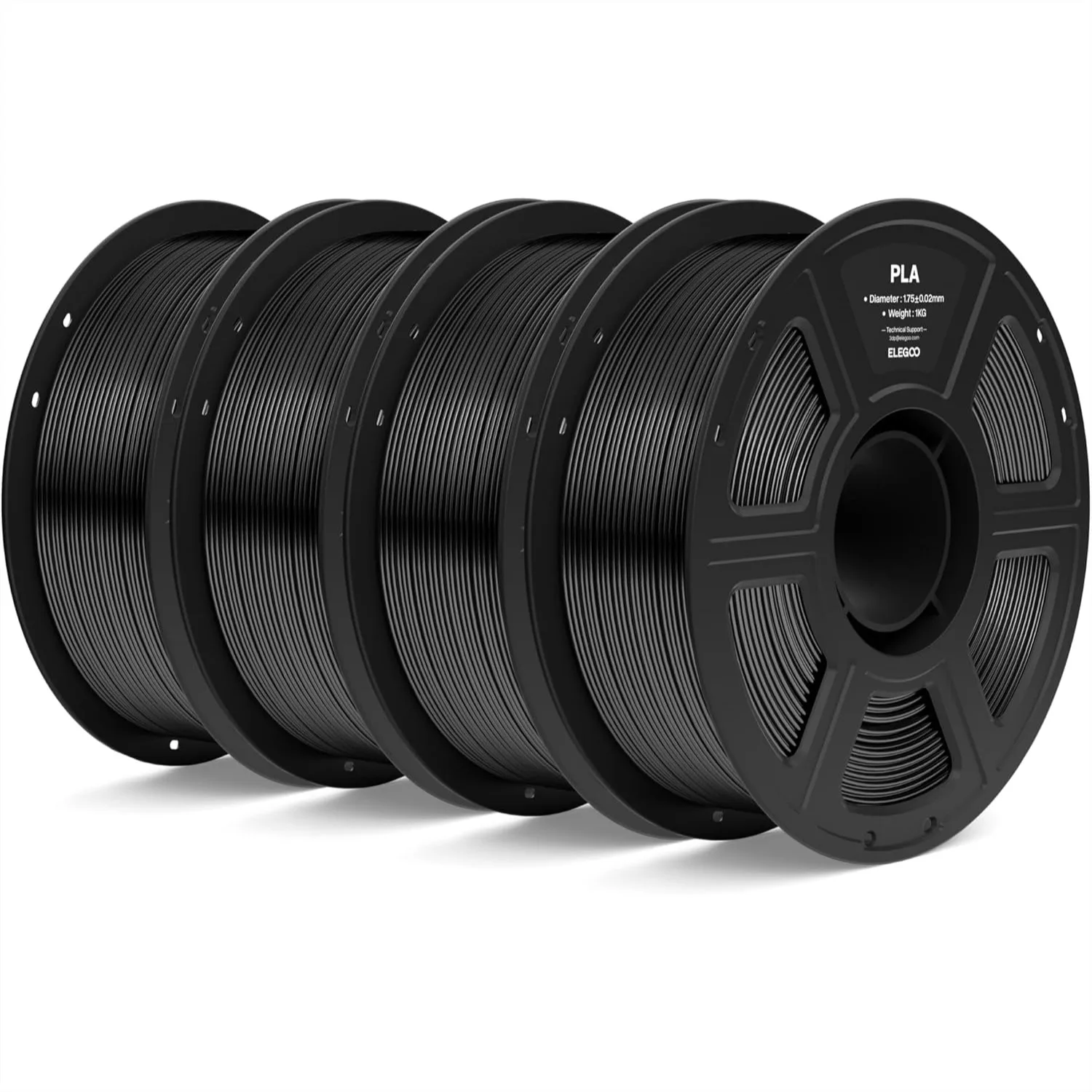 

PLA Filament 1.75mm Black 4KG 3D Printer Filament Dimensional Accuracy +/- 0.02mm 4pcs 1kg Spool For FDM 3D Printers