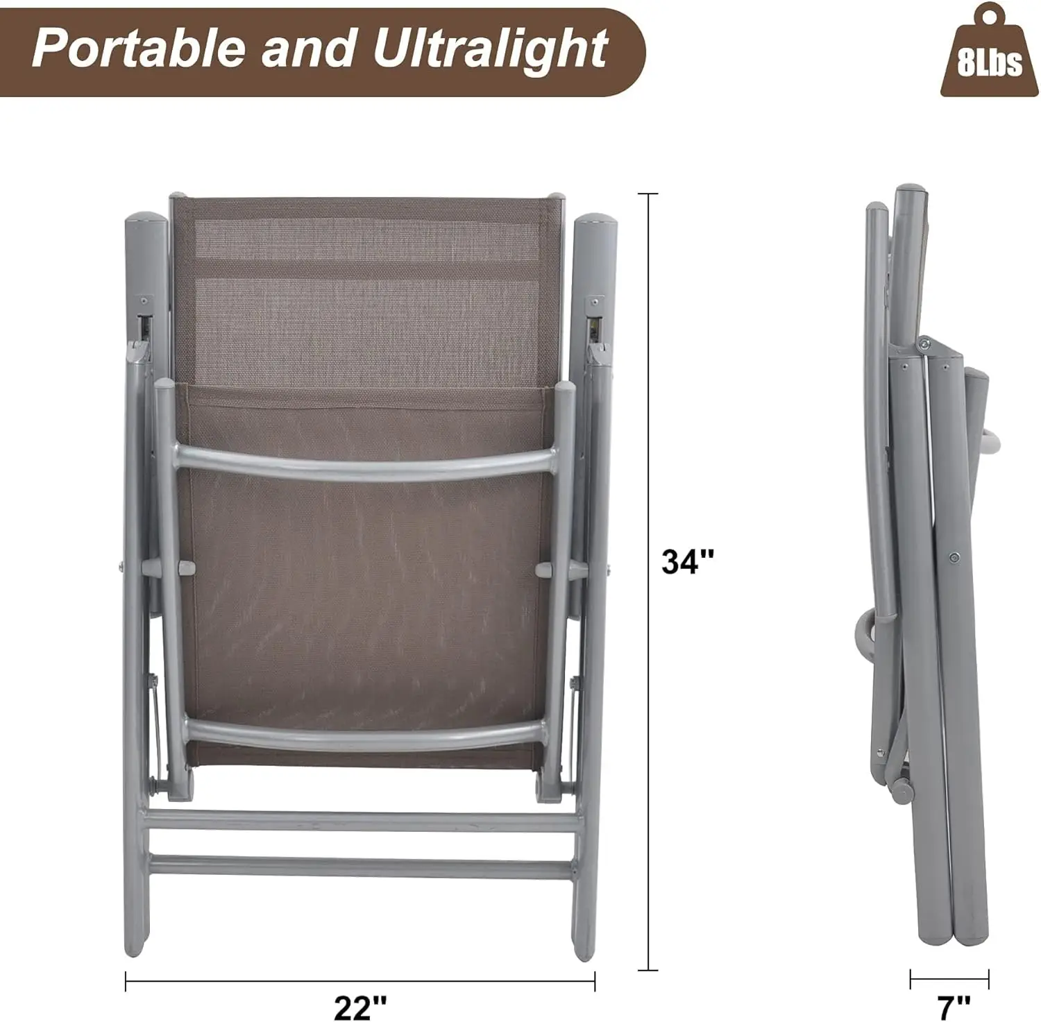 مجموعة من كرسيين من الألومنيوم قابلين للطي في الفناء، حبال خلفية قابلة للتعديل للاستلقاء في الأماكن المغلقة والخارجية وحوض سباحة للتخييم والحديقة