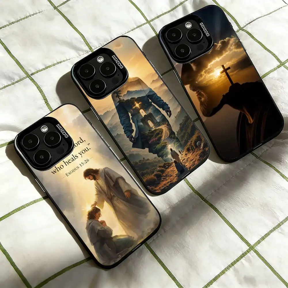 

Verses Belief J-Jesus Bible Phone Case For iPhone 17,16,15,14,13,12,11 Plus,Pro Max,XS,Colorful Silver Phone case Funda Cover