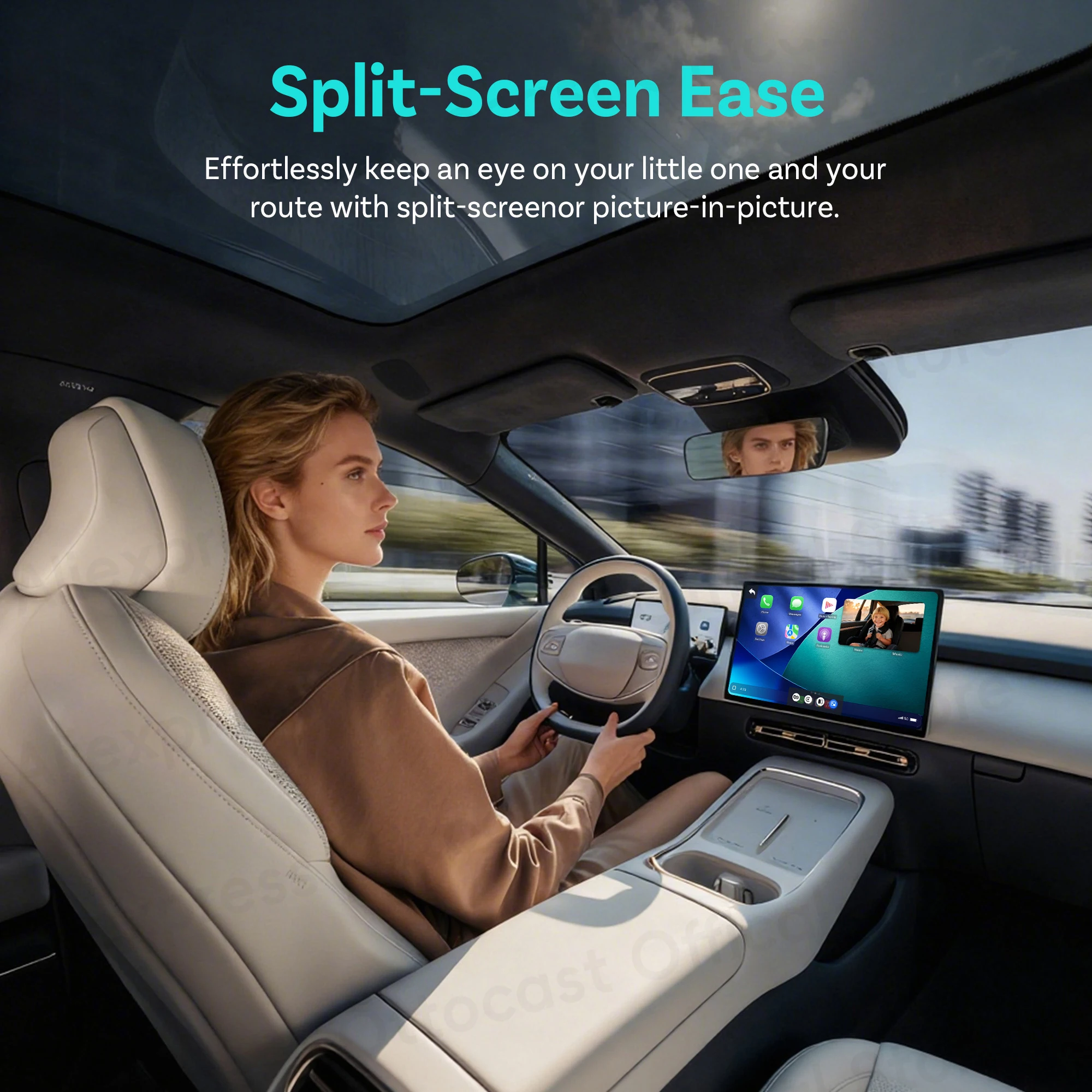 محول العناية بالمقصورة Ottocast كاميرا CarPlay اللاسلكية عالية الدقة للسيارة للأطفال الصغار ملحقات السيارة لشروليه هيونداي بنز أودي شيفروليه كيا
