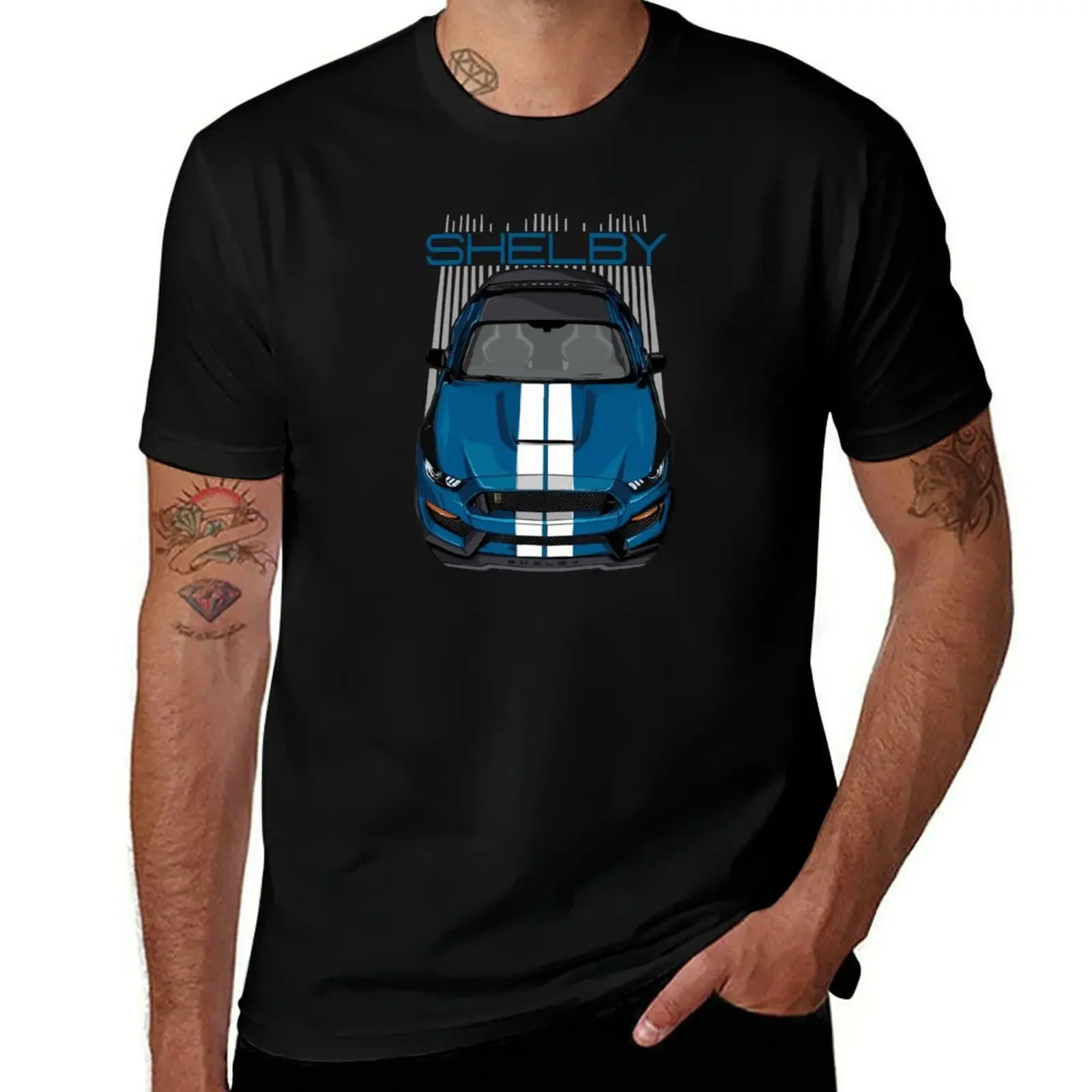 Shelby GT350 - Blue & White T-Shirt Short sleeve tee customizeds graphic t shirts shirts graphic Men's t-shirts