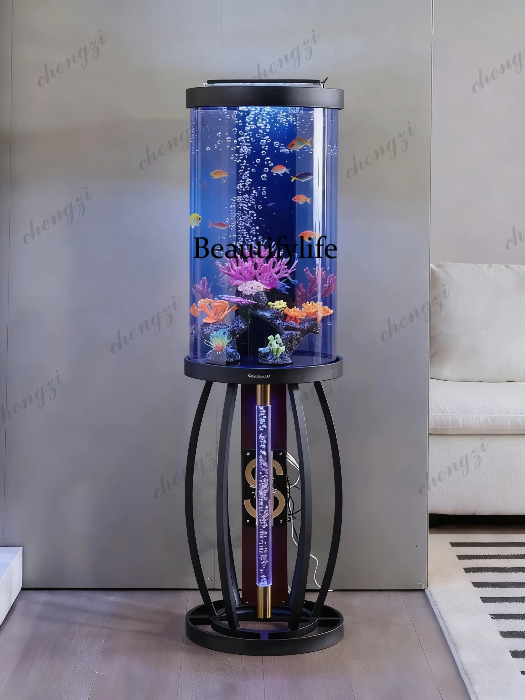 cylindrical fish tank small living room ecological floor smart aquarium free of water change
