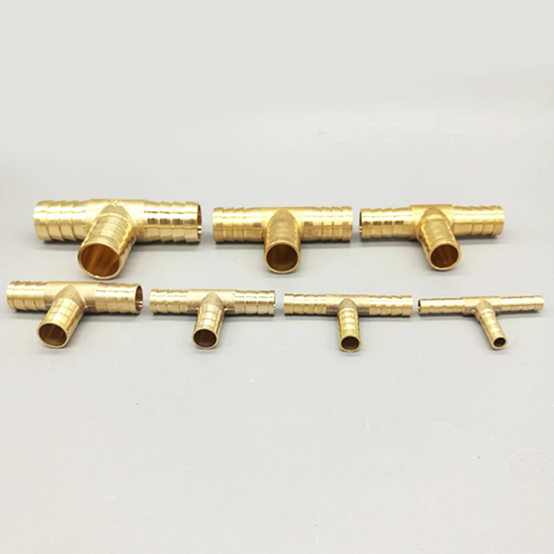 T way T-Shape Brass Barb Pipe  Hose Fitting 3 way connector For 4mm 5mm 6mm 8mm 10mm 19mm hose copper Pagoda Water Tube Fittings