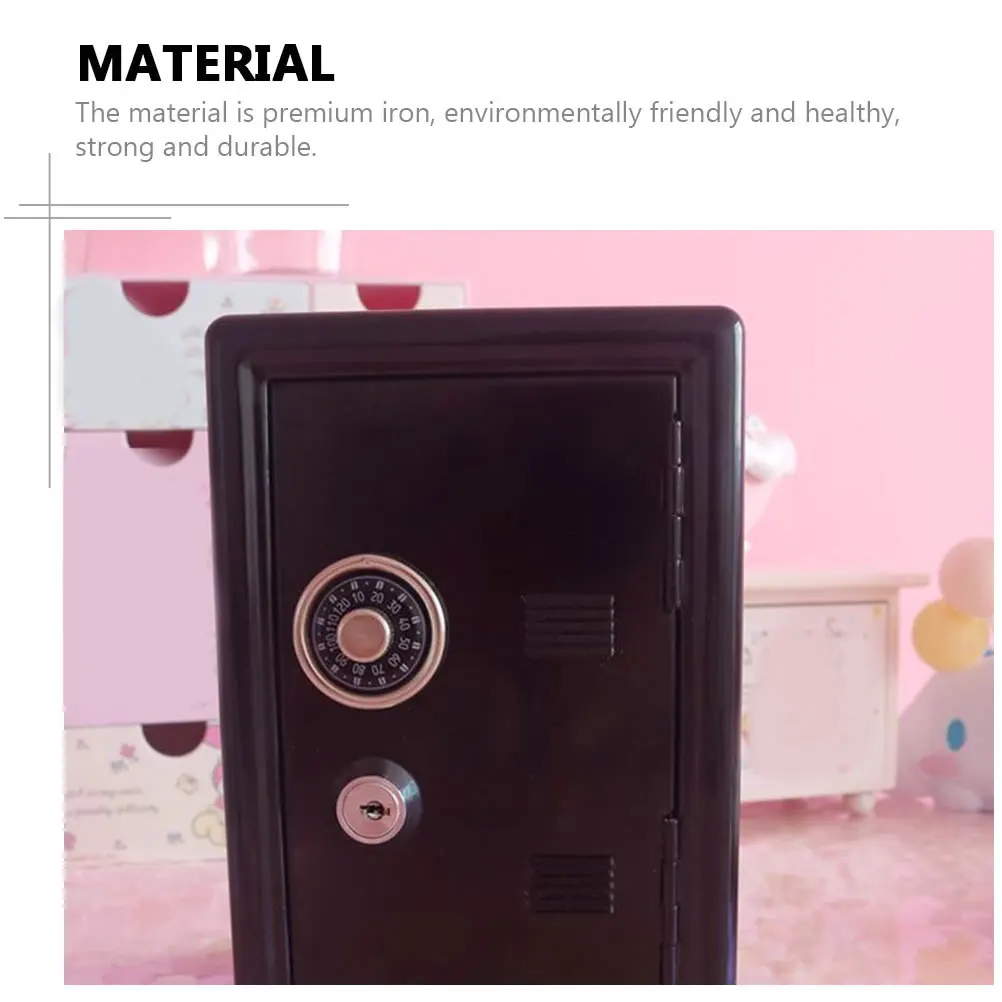 Mini Black Iron Money Box Desktop Container Home Accessory Strongbox Coin Jar Storage Solution Kids Room Decor