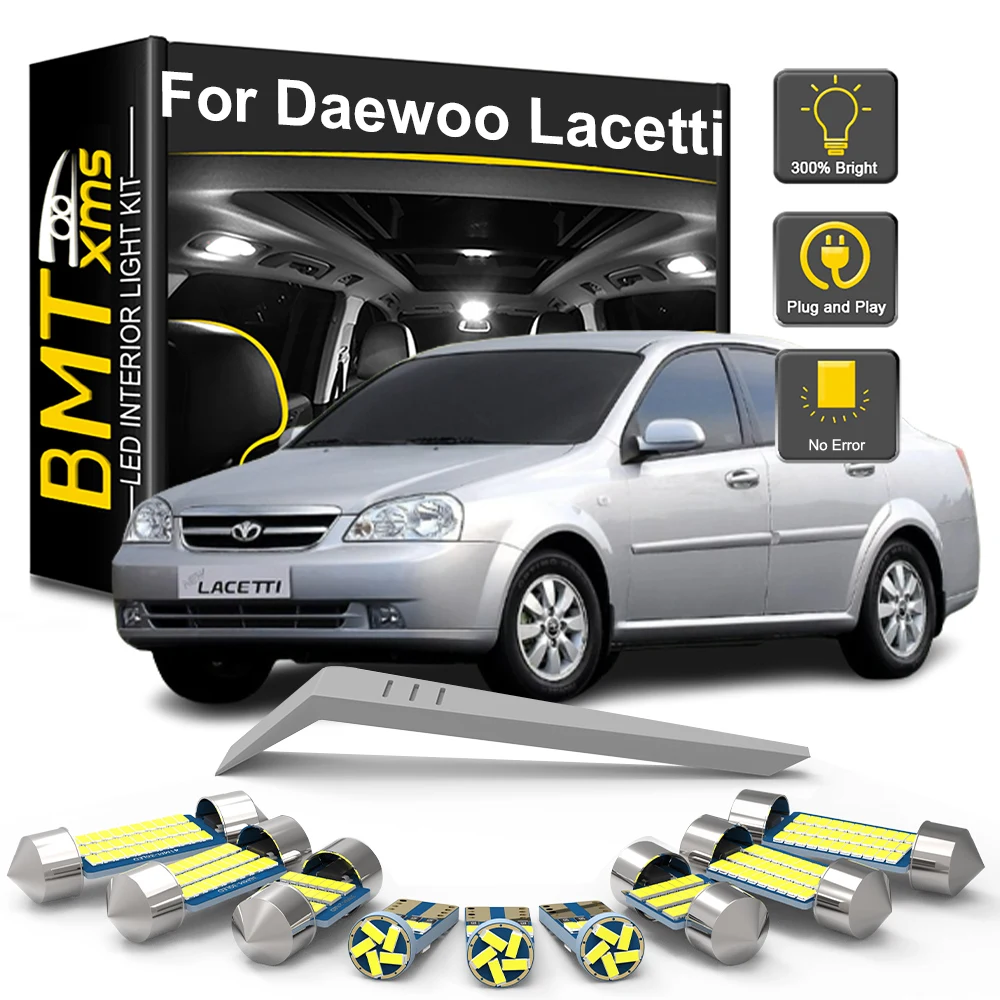 

BMTxms 10Pcs For Daewoo Lacetti 2002 2003 2004 2005 2006 2007 2008 Car LED Interior Reading Trunk Plate Light Kit Accessories