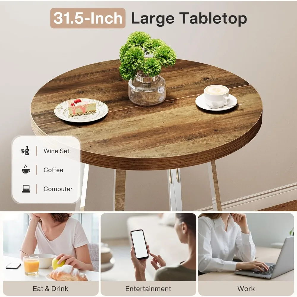 طاولة بار مستديرة، طاولة حانة بيسترو عالية مقاس 40.2 بوصة مع أرجل معدنية متقاطعة، طاولة كوكتيل بارتفاع مضاد لبار المنزل وغرفة المعيشة