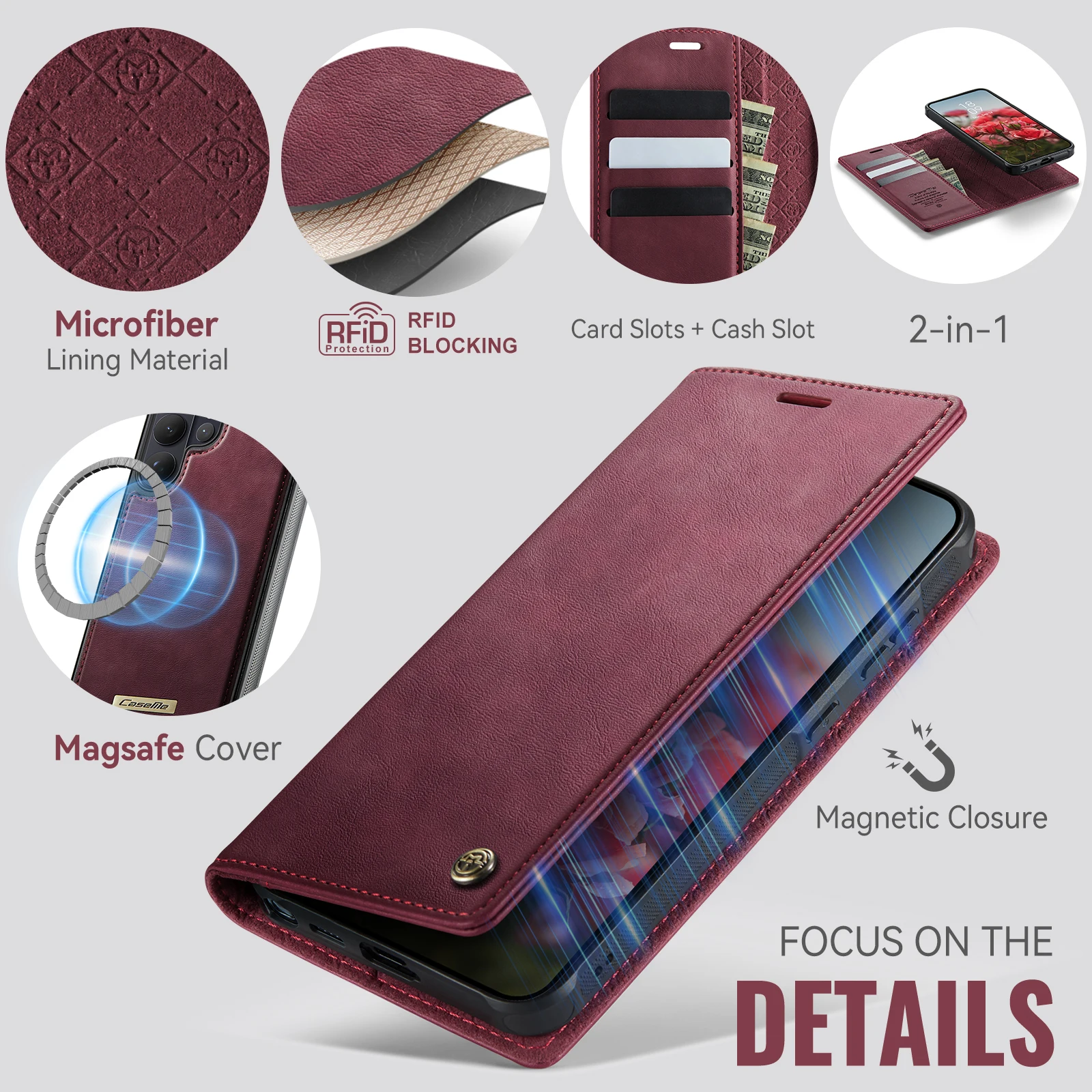 2 in 1 Magnetic Flip Case for Samsung Galaxy S26 Ultra S25 Edge Plus S24 S23 Fe S22 Wireless Charging Wallet Phone Cover Coque - view 4