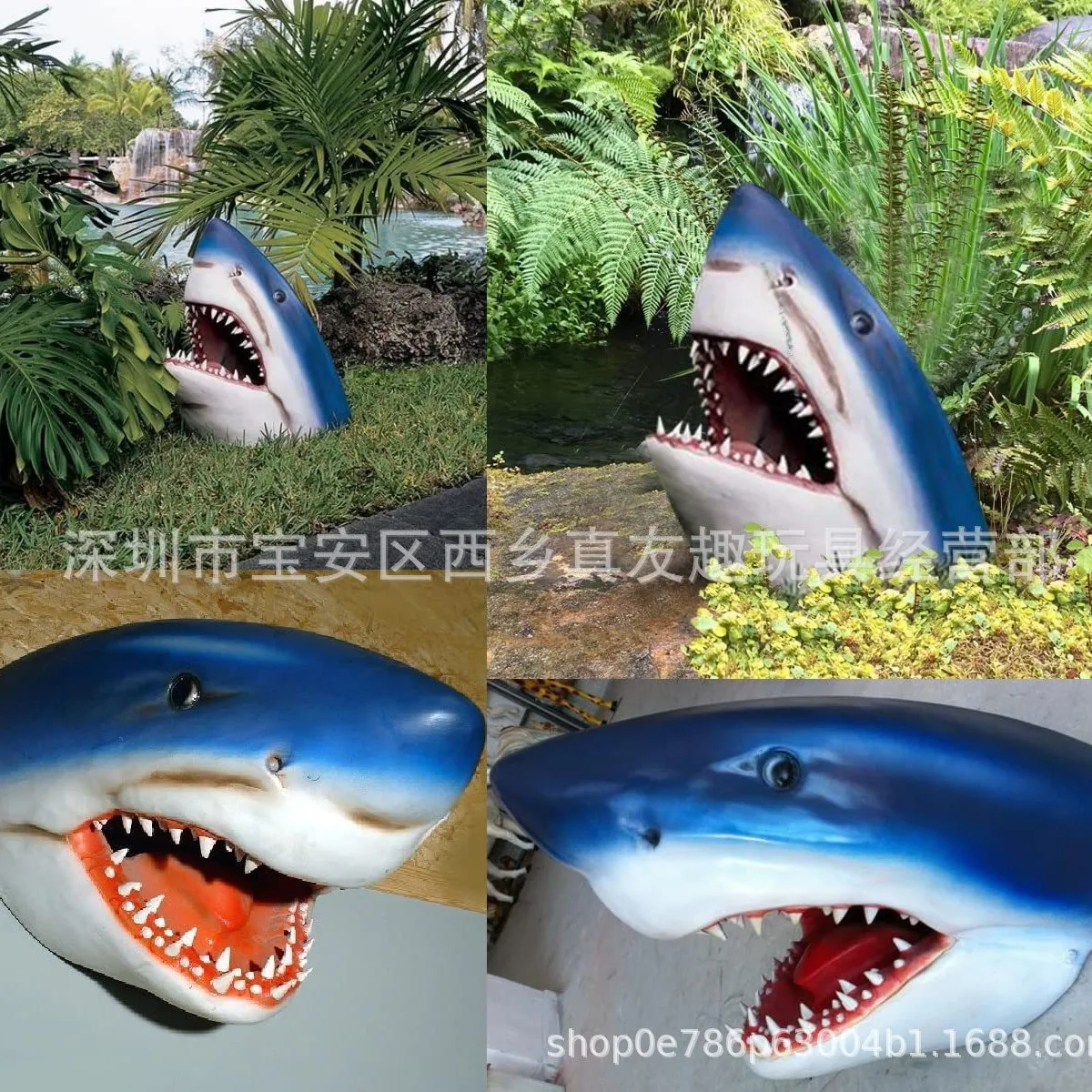 Funny Great White Shark Resin Ornament Garden Home Decor Horror Creeping Ghost Secret Room Haunted House Prop