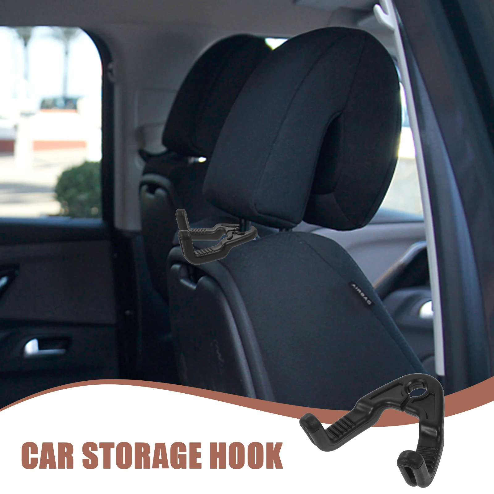 

Black Car Storage Hooks Seat Headrest Multifunctional Hidden Design 8kg Capacity Car Accessories Organiser