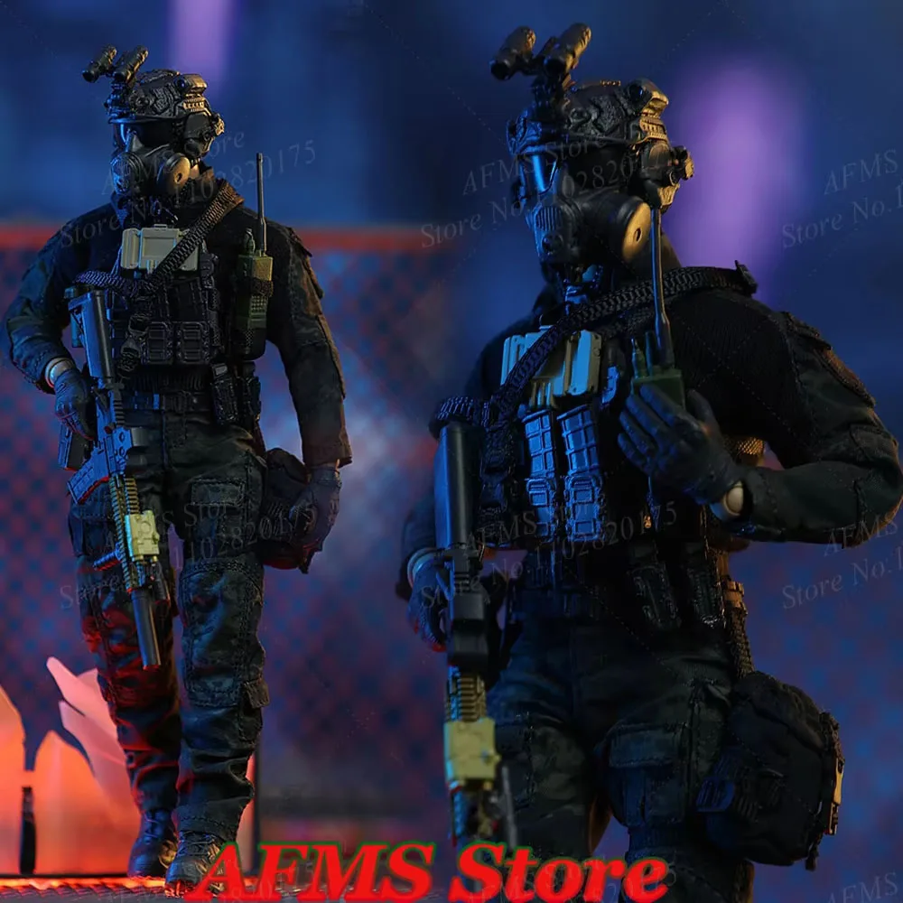 HASUKI SA01 Figura de Acción Coleccionable a Escala 1/12, Equipo de Acción Nocturna Black OPS, Set Completo, Figura de Soldado de 6 Pulgadas, Modelos de Juguete