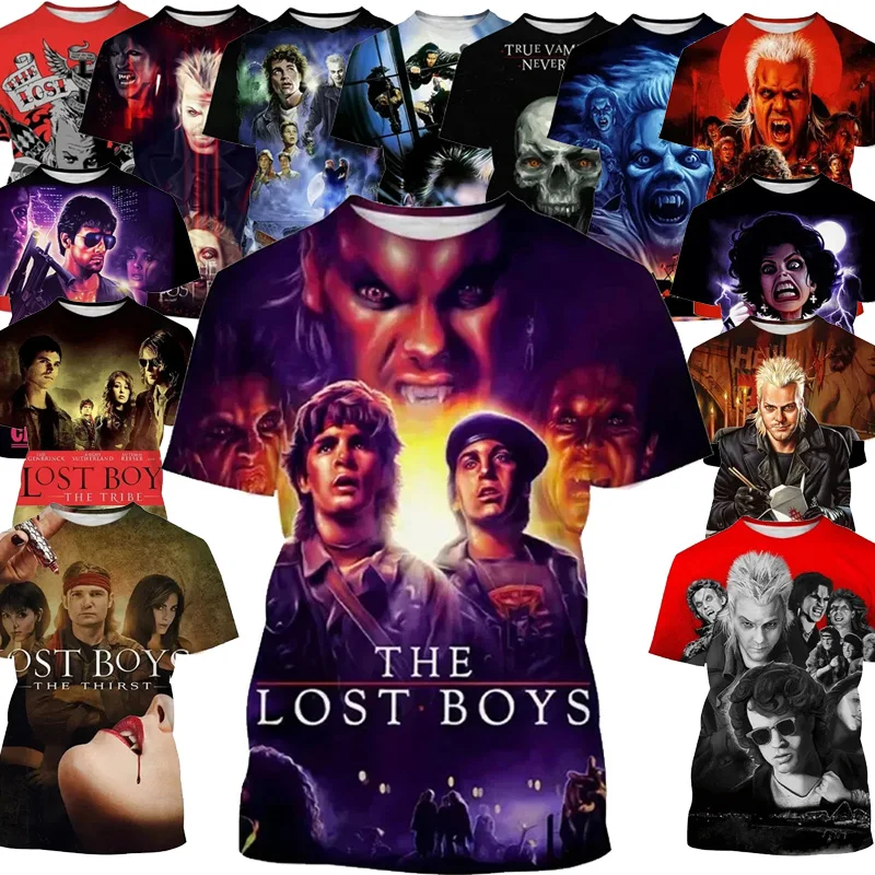 Horror movie Lost Boy 3D printed round neck T-shirt for men, fashionable and casual summer short sleeved oversized Y2K clothing