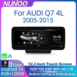 Android 14 Car Audio  Multimedia Player Carplay For Audi Q7 4L 2005-2015 GPS Navigation Stereo WIFI DSP Automotive Screen