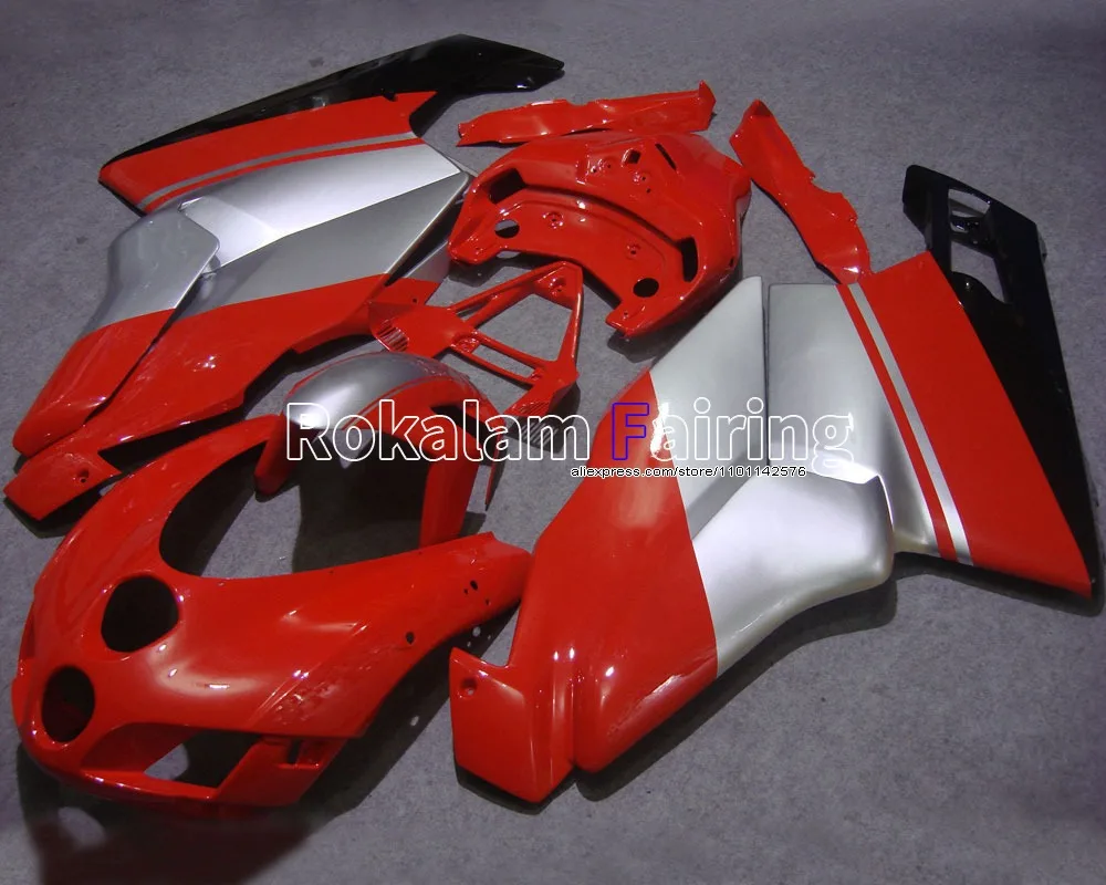 Motorbike Cowling For Ducati 999 749R 2005 2006 Ducati 749s 999R 05 06 Red Silver Fairing Fittings (Injection molding)