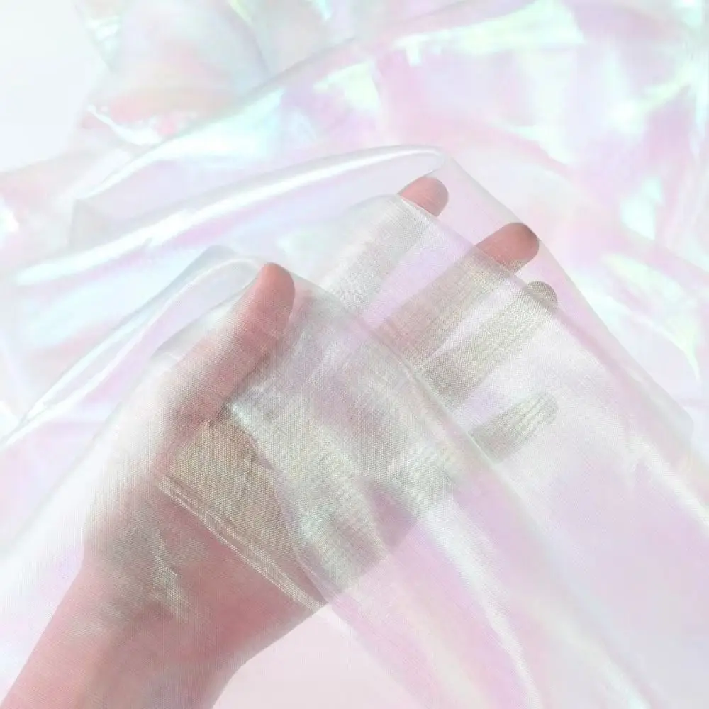 Handmade Materials Shiny Laser Tulle Transparent Thin Decor Voile Soft Tulle Cloth Wedding