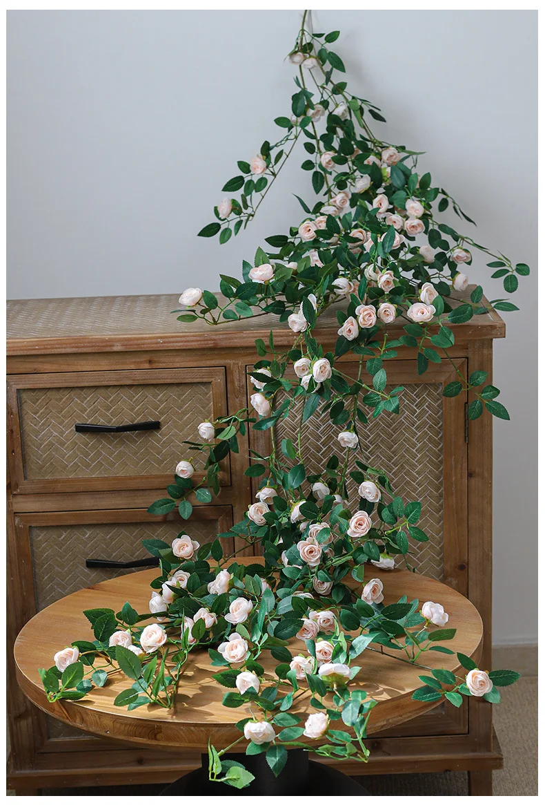 Künstliche Efeugirlande, Seidenrosen-Hängepflanzen, künstliche Blumen für Hochzeit, Zuhause, Garten, Wandbogen-Dekoration, künstliche Rosen – Detail 19