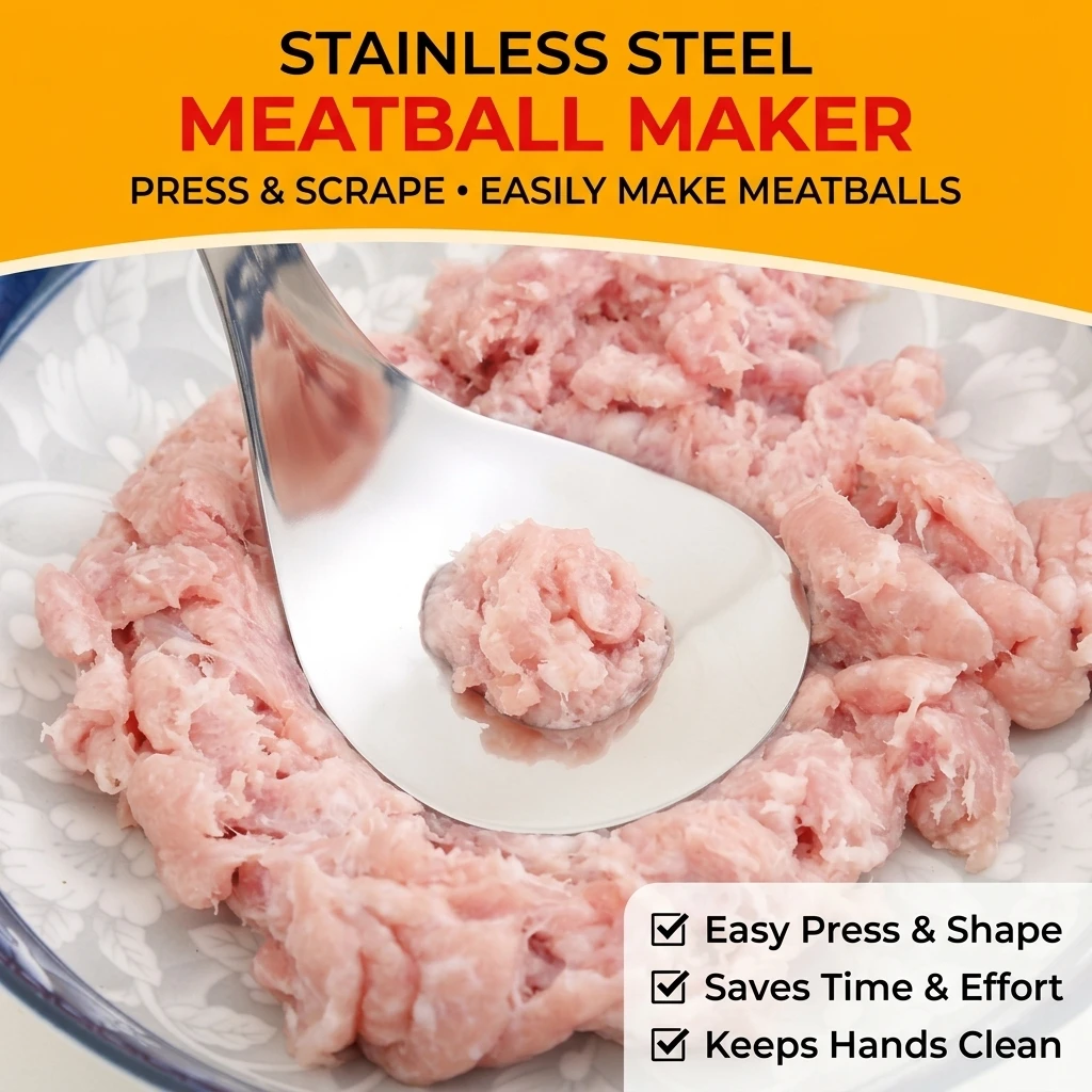 YGTITAN Stainless Steel Meatball Maker, Manual Press Tool for Homemade Meatballs & Fish Balls, Kitchen Gadget