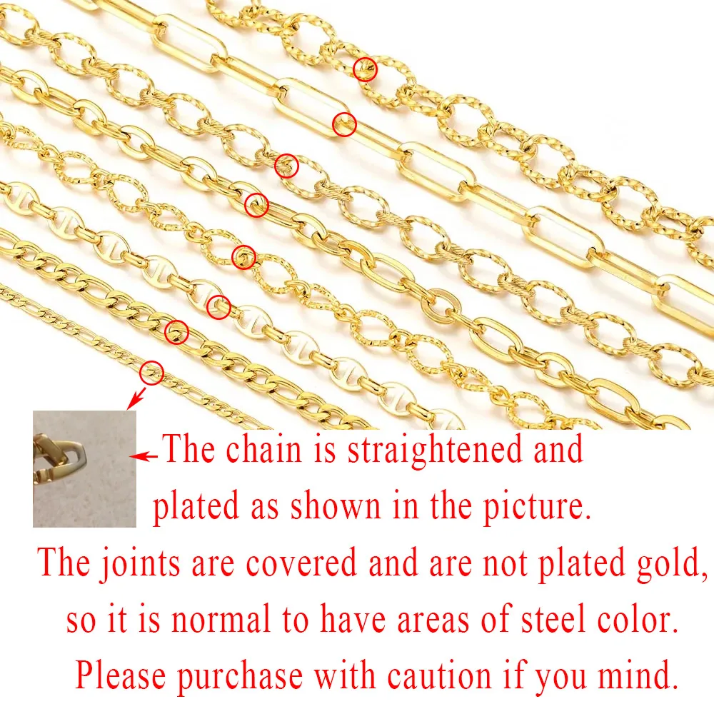 1 Meter Stainless Steel Large Heavy Chunky Hip Hop Punk Link Gold Color Chains DIY Jewelry Materials Handmade Necklace Bracelet