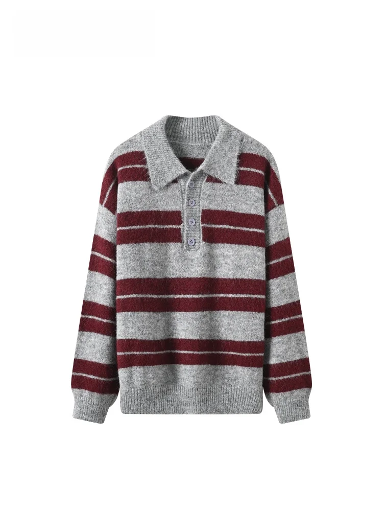 

plus Size Women's Long Sve Sweater Striped Korean Sle Knitted Winter Faion Casual Versatile Top for Younger Looking