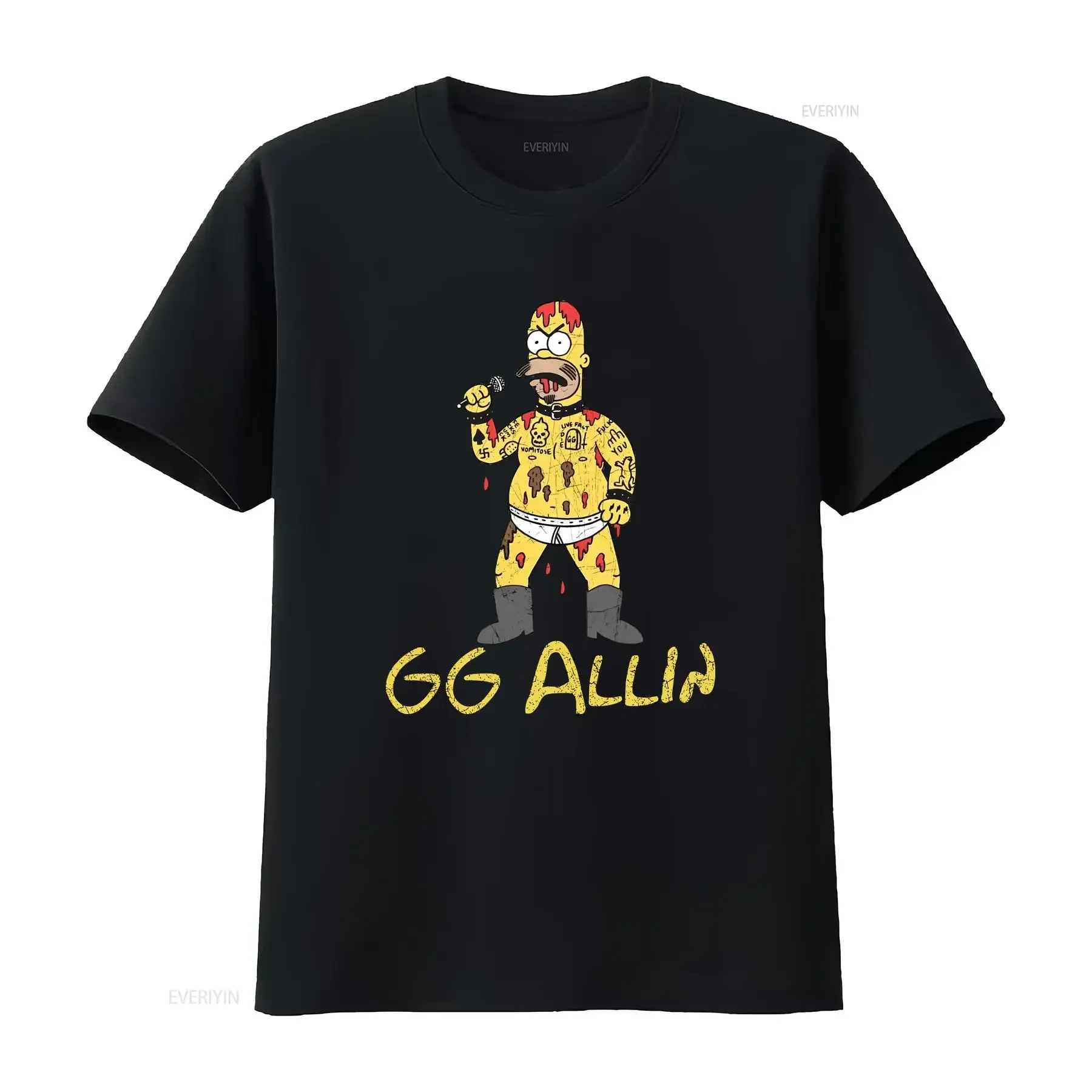 GG Allin T Shirt Unique Punk Rock Idea Edgy Birthday for Fans vintage Washed homme designer clothes Slightly vintage Washed