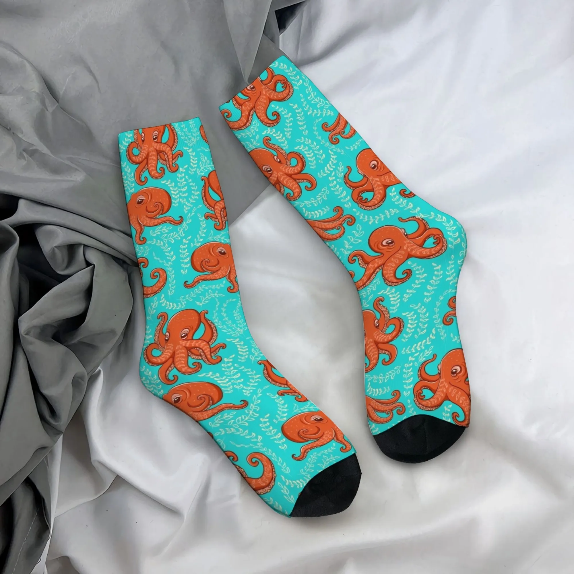 

Ocean Octopus Print Socks Lightweight Snug Fitting Men's Socks Daily Wear Hiking Running Cycling Retro Fashion Compression Socks