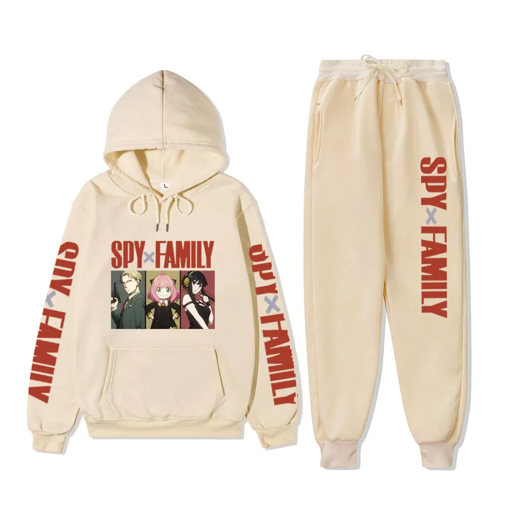 Outono inverno mulher dos homens define 2 peças conjuntos zero dois hoodie spy x família agasalho moletom + cordão calças com capuz