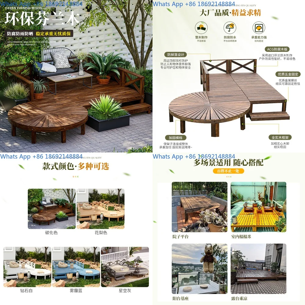 Outdoor Anti Corrosion Wood Flooring for Balcony Terrace DIY Backyard Deck Timber Platform Matting Renovation