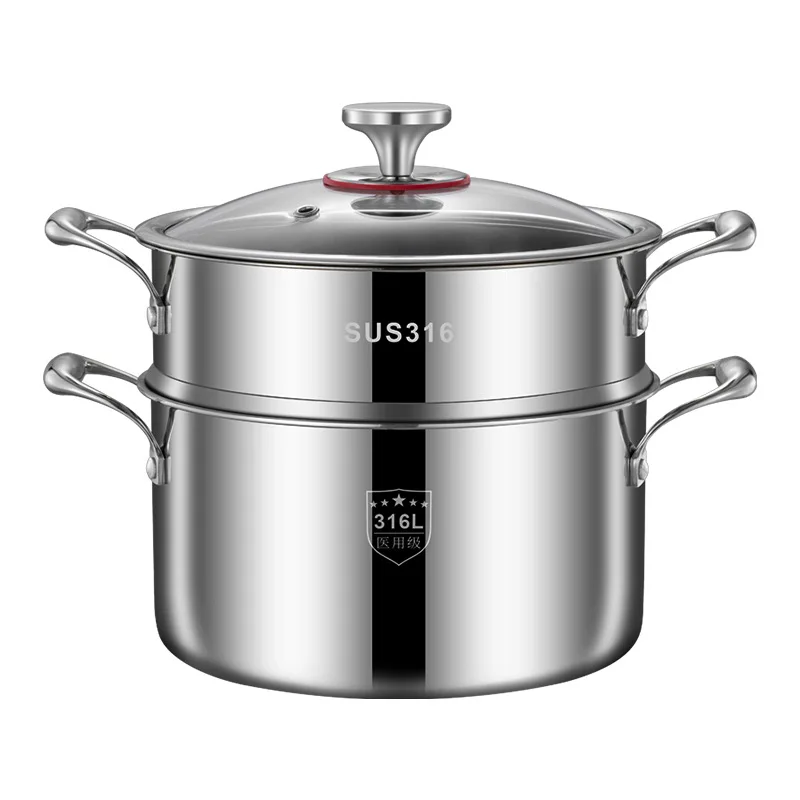 

yjq316L extra thick food grade soup steamer kitchen stock pot steaming stew gas electromagnetic special