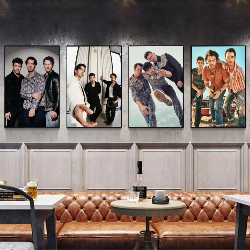 1pc banda J-JONAS B-BROTHERS cartaz auto-adesivo arte adesivo de papel à prova dwaterproof água café casa bar sala decoração da parede